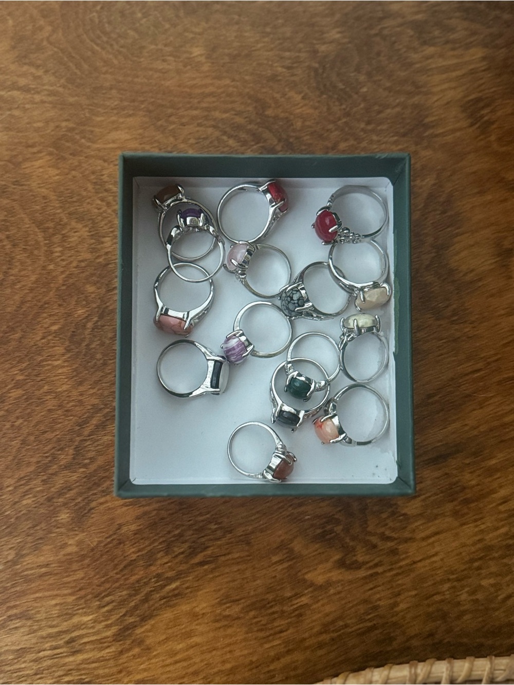 Assorted Women's Silver Rings with Multicolor Stones - VARIOUS SIZES